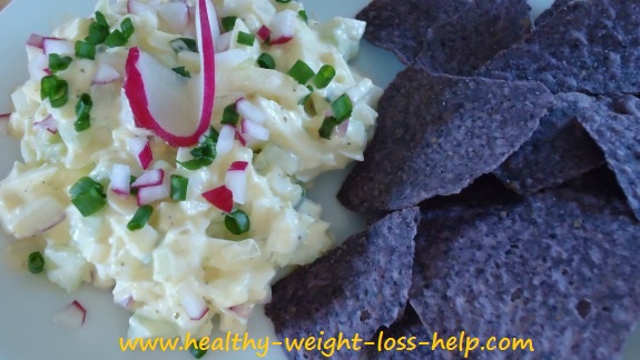 Egg Salad Served with Organic Blue Corn Chips